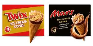 Mars / Twix Ice Cream Cones 4 x 100ml - £2.75 @ Iceland