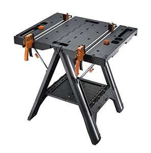 Worx Pegasus WX051 Versatile Multi Function Folding Work Table & Sawhorse with Quick Clamps and Holding Pegs, Portable and Lightweight
