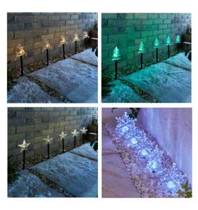Set of 5 Christmas Outdoor Path Lights - Reindeer / Christmas Tree / Star / Snowflake (Free Click and Collect Only)
