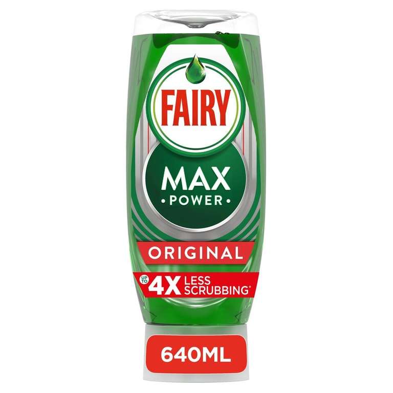 Fairy Washing Up Liquid Max Power Original 640Ml - Instore Kirkintilloch - Clubcard Voucher (account specific)