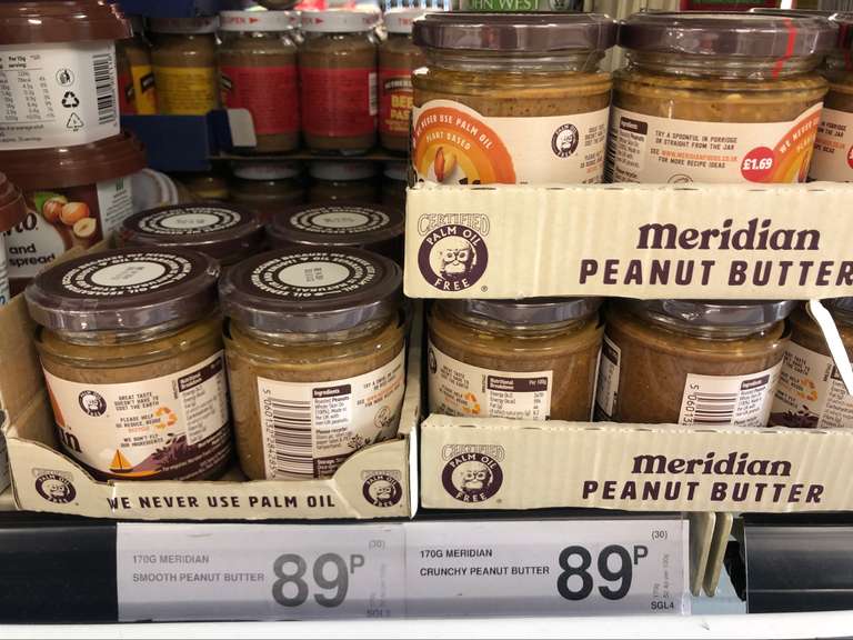 Meridian peanut butter crunchy or smooth 170g @ Farmfoods Chorley