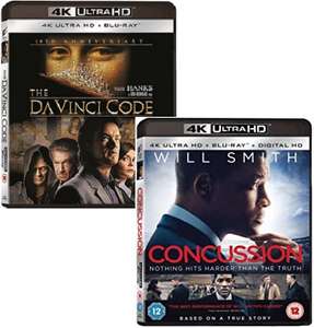 The Da Vinci Code 4K UHD + Blu-Ray / Concussion 4K UHD + Blu-Ray £4.99 each delivered @ cast-iron-dvds / ebay