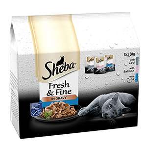 Sheba Cat Wet Food - Fresh and Fine - Cat Pouches Fish in Gravy - 3 x 15 x 50 g