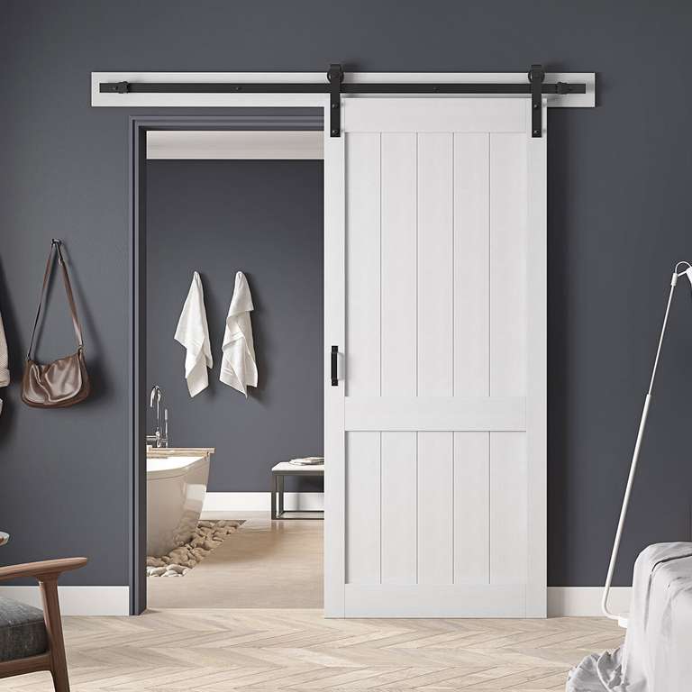 Ove Decors Homestead Sliding Interior Barn Door in White Wood - £99.98 (membership required) delivered @ Costco