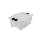 Iris Ohyama, Plastic storage boxes with lid and closing clips, 15L, Set of 3