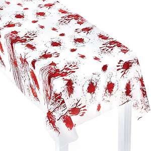 Halloween Tablecloth, 137 x 274 cm Bloody Handprint Tablecloth, Rectangular, Washable, Waterproof Tablecloth, Sold By PartyWoo / FBA