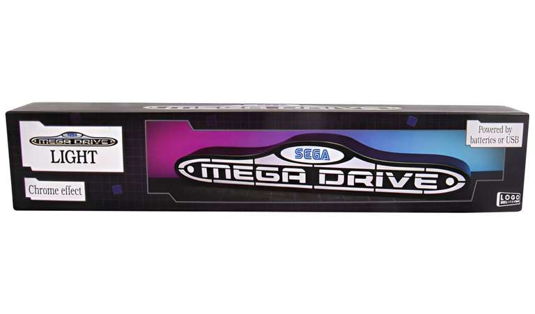 Sega Mega Drive Logo LED Novelty Light - Black & Silver + Free Collection (Limited Stock)