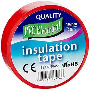 Mercury ETRP8 | 19mm x 20 Metre Electrical Insulation Tape | Red, 1 Roll/S