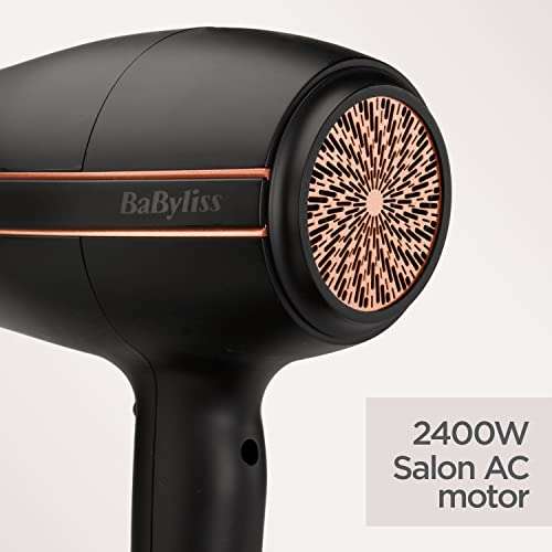 BaByliss Super Power 2400W Hair Dryer, Salon AC Professional motor, Strong fast drying airflow Black £35 @ Amazon