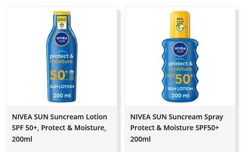 Nivea Sun Suncream Lotions / Sprays SPF 15/20/30/50+, 200ml £2.93 + Free Click & Collect @ Superdrug