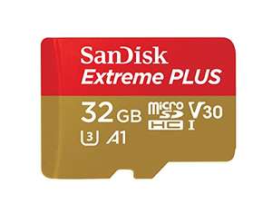 SanDisk Extreme Plus 32GB MicroSDHC Memory Card, SD Adapter And Rescue Pro Deluxe, Up to 95 MB/s, Class 10, UHS-I, U3, V30 - £8.99 @ Amazon