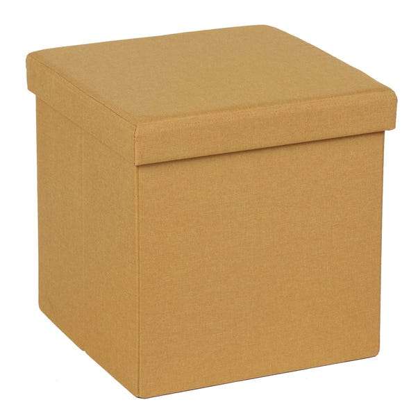 Faux Linen Cube Ottoman Ochre - £9.60 + Free click and collect @ Dunelm