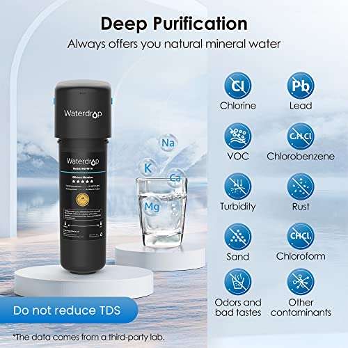 Prime Exclusive - Waterdrop 10UA Under Sink Water Filter, 30,000 Liters High Capacity Water Filter System w/ Voucher , Sold By Waterdrop
