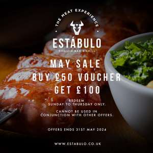 Estabulo Restaurant £100 GIft Voucher For £50 (Redemption Terms Apply)