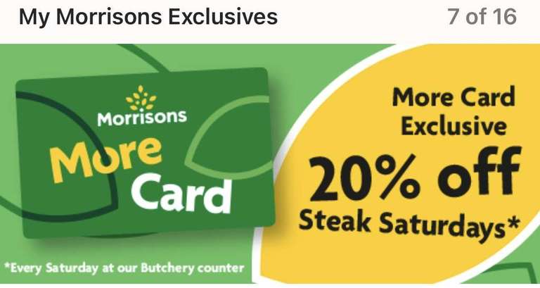 Sirloin Steak £14.39 kg With 20% For Steak Saturday With More Card @ Butcher Counter Morrisons + Poss Price Glitch @ Checkout see comments