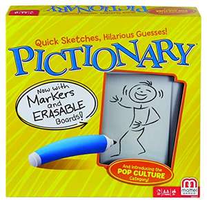 Pictionary Drawing Game, Board Game for Family, with Dry Erase Boards, Markers, Adult Clue Cards and Junior Clue Cards £15.89 @ Amazon
