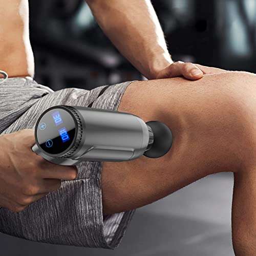 Massage Gun Deep Tissue 10 Heads 30 Speeds up to 6 Hours Battery for £26.99 with Voucher @ Amazon