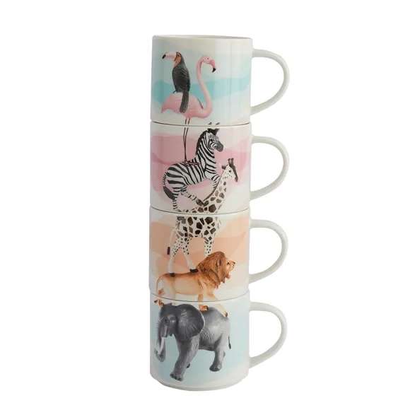 Set of 4 Safari Oversized Stackable Mugs Now £7.50 with Free Click and Collect @ Dunelm