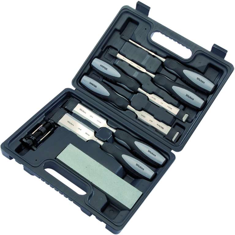 Wickes Powagrip Wood 8 Piece Chisel Set with Honing Guide & Sharpening Stone £20 instore @ Wickes