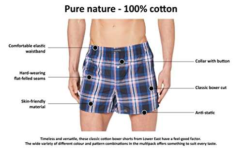 Lower East Men's Boxer Shorts Pack of 10 Large