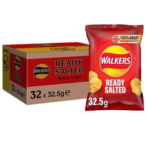 Walkers Ready Salted Crisps, 32.5g (Case of 32) £10.40 / £9.36 Subscribe & Save @ Amazon