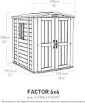 Keter 17197898 Factor Outdoor Garden Storage Shed, Beige, 6 x 6 ft