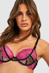 Valentines Leopard Lace Under Wire Bra £1.80 + Free Delivery Code Sold & delivered by boohoo @ Denbenhams