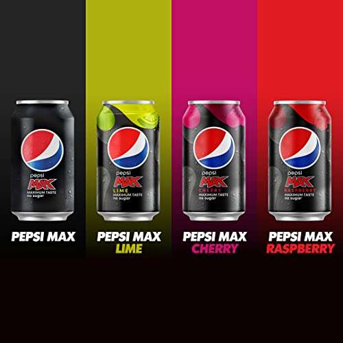 Pepsi Max Cherry, Pack of 24 (Can: 330ml), 3x Quantity (72 cans) - 3 for £20 @ Amazon