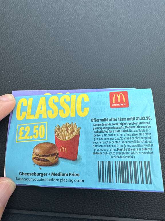 Cheeseburger + Medium Fries from £2.50 at McDonalds - hotukdeals