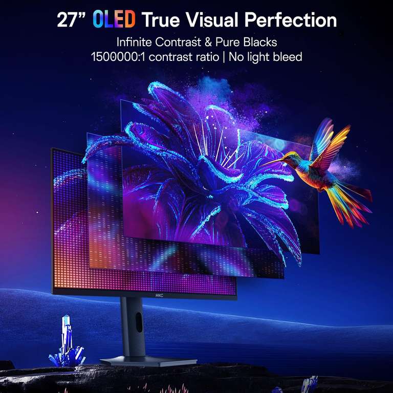 HKC 27 inch QHD Gaming Monitor 240Hz QD-OLED 0.03ms GTG HDR400 £204 ...