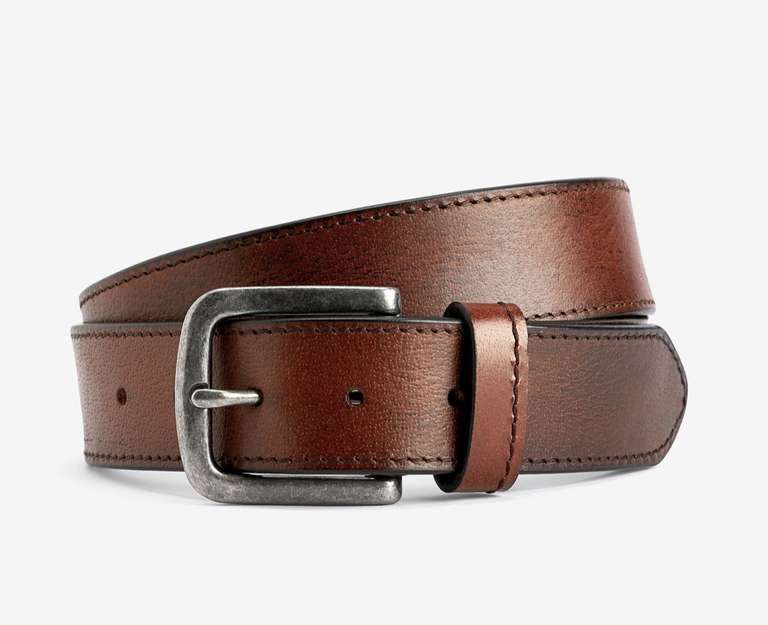 Men’s Brown Leather Casual Stitched Edge Belt £9 + free click and collect @ Next