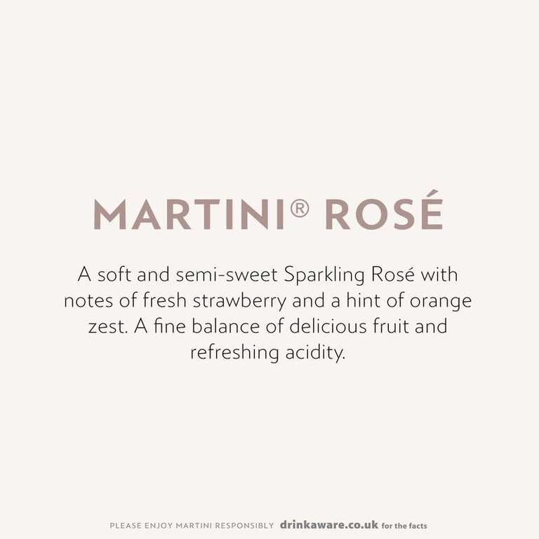 Martini Sparkling Rose, 75cl - £6.50 @ Amazon