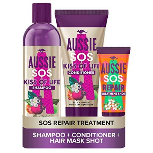 Aussie SOS Shampoo And Conditioner Set - Shampoo 290 ml, Conditioner 200 ml , Treatment 25 ml £10.95 @ Amazon