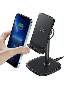 INIU Wireless Charger Phone Stand, 15W Fast Charge Adjustable Phone Desk Holder Sleep-friendly Adaptive Indicator with vouchgers - EAFU FBA