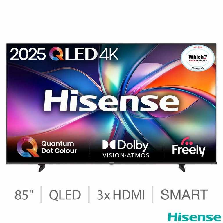 Hisense 85E7QTUK 85 Inch QLED HD Smart TV - 5 year warranty