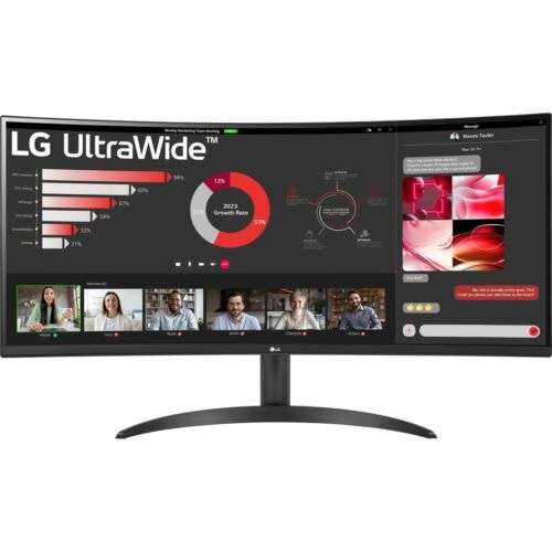 LG 34'' UltraWide QHD (3440x1440) 34WR50QC 300nits FreeSync 100Hz Curved Monitor with code sold by AO (UK Mainland)