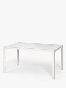 John Lewis Miami Ceramic-Effect Glass Top 6-Seat Garden Table, Putty