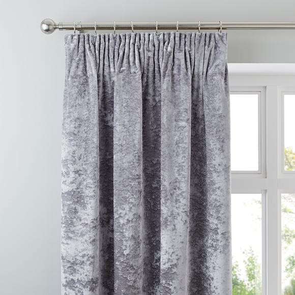 Crushed Velour Silver Pencil Pleat Curtains (46W x 54D) £12.50 free click and collect @ Dunelm