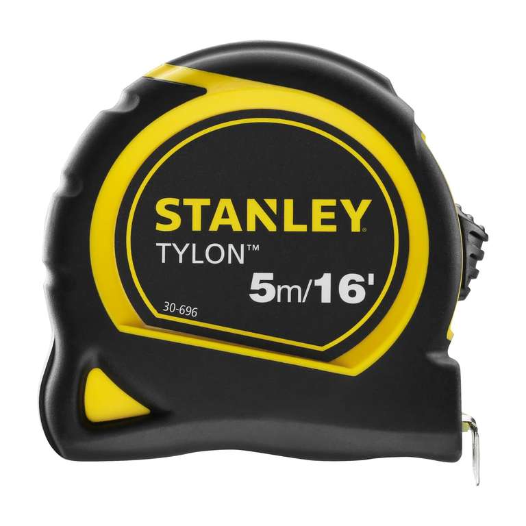 STANLEY TYLON Tape Measure 5M/16 Inches Compact Case with Cushioned Grip Metric and Imperial System 1-30-696, Yellow