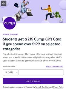 Students get a £15 Gift Card when you spend over £199 on Selected Categories