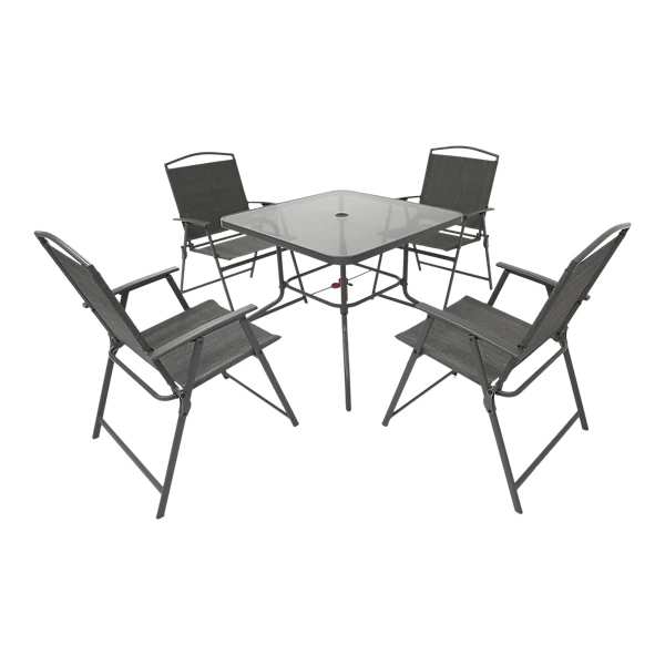 Basco Grey Metal 4 Seater Garden Dining Set