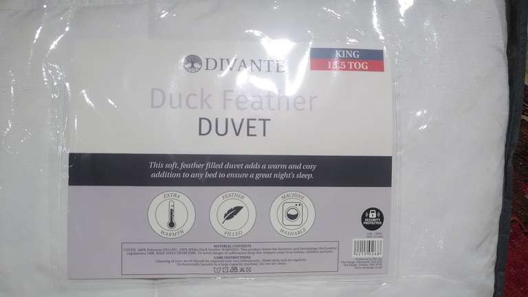 Divante Duck down King sized 13.5 tog rating duvet £27.50 at The Range in Barrow-inFurness
