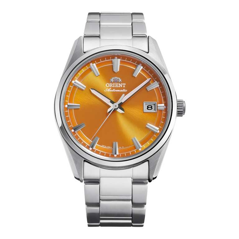 Orient Stretto Date Automatic Limited Edition (38.5mm) Orange Sunray Dial/Stainless Steel Bracelet Watch RA-AC0R08Y30B - by Amazon US