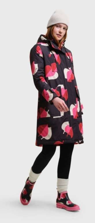 Orla Kiely Longline Waterproof Jacket | Shadow Elm Pink with code