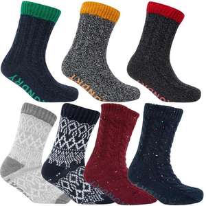 Borg Lined Chunky Cable Knit Slipper Socks With Code