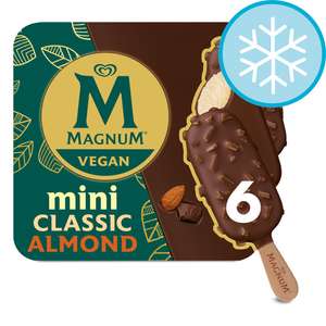 Magnum Mini Vegan Classic Vanilla & Almond 6 Pack 330Ml £3 (Clubcard Price) @ Tesco