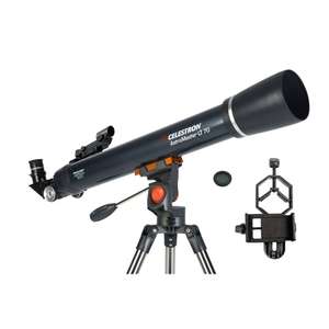 Celestron AstroMaster 70AZ Refractor Telescope with Phone Adapter , Moon Filter , two eyepieces and free Starry Night Software