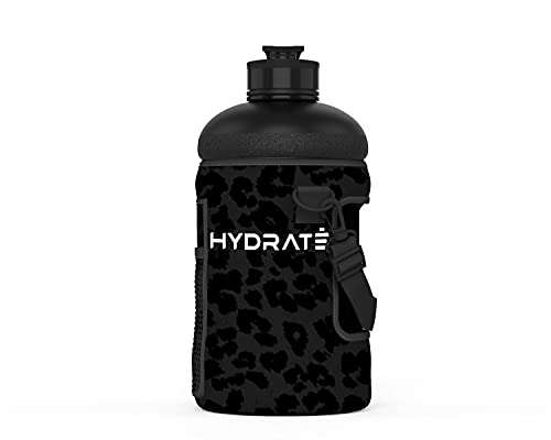 HYDRATE Leopard Carrier Accessory for XL Jug 1.3 Litre - with Carrying Strap and Phone Pouch Neoprene Cover @ Hydrate Bottles Shop / FBA