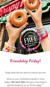 Show your friendship bracelet and get a Free Original Glazed Krispy Kreme doughnut for Friendship Friday