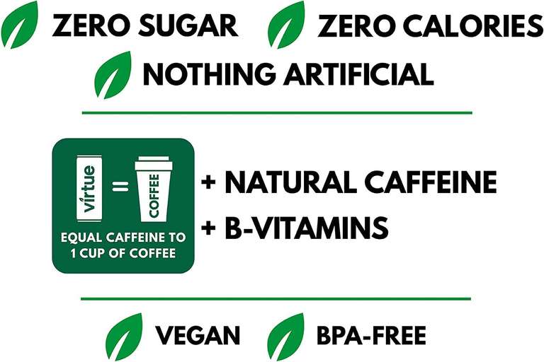 Virtue Clean Energy - Natural Energy Drink - Sugar Free, Zero Calories - 12 x 250ml (Orange) £5.40 S&S + Voucher